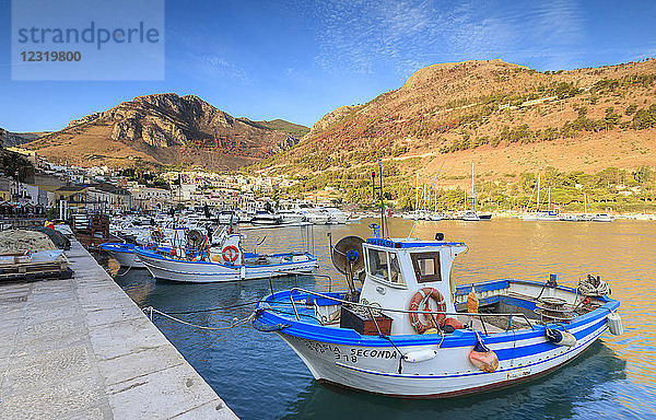 Fischerboote im Hafen  Castellammare del Golfo  Provinz Trapani  Sizilien  Italien  Mittelmeer  Europa