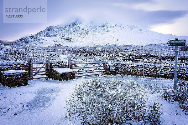 Verschneites Sligachan  Isle of Skye  Innere Hebriden  Schottland  Vereinigtes Königreich  Europa