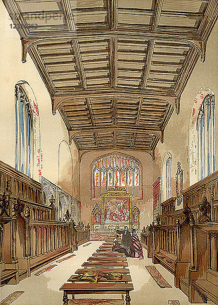 Alte Kapelle des St. John's College  Universität Cambridge  Cambridge  England  vor ihrem Abriss. Aus Old England: A Pictorial Museum  veröffentlicht 1847.