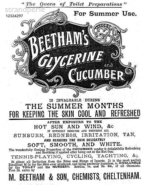 The Graphic Newspaper/Magazine 1. Juni 1897  Queens Victoria's Diamond Jubilee. Werbung für Beetham's Glycerine and Cucumber  um die Haut kühl und erfrischt zu halten.