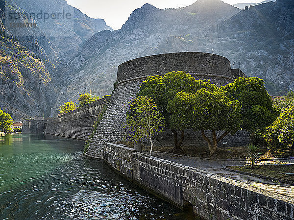 Mauern im alten Mittelmeerhafen von Kotor in der Bucht von Kotor; Kotor  Gemeinde Kotor  Montenegro