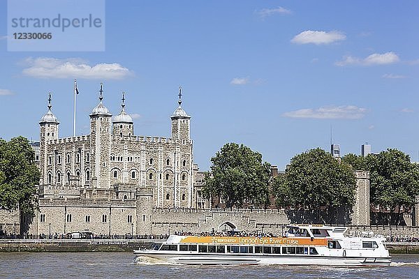England London Tower of London und Themse-Flusskreuzfahrtschiff