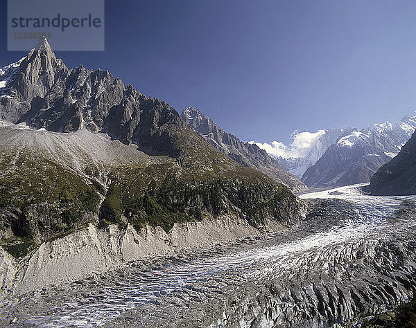 Frankreich  Alpen  Savoie  Chamonix  Aiguille de Dru  Mer de Glace  Gletscher