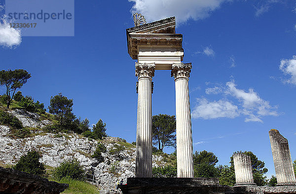 Frankreich  Provence Alpes Cote d'Azur  Departement Bouches du rhone  Region Alpilles  Saint Remy de Provence  archäologische Fundstätte Glanum  Tempel von Gemines