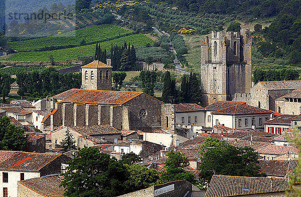 Frankreich  Okzitanien  Aude (11)  Lagrasse  mittelalterliche Stadt und Abtei Sainte Marie d'Orbieu