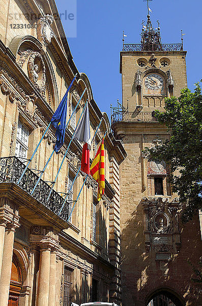 Frankreich  Provence Alpes Cote d'Azur  Bouches du Rhone (13)  Aix en Provence  Rathaus und Horloge-Turm
