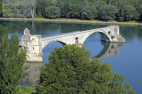 Frankreich  Provence Alpes Cote d'Azur  Vaucluse (84)  Avignon  Rhone und Saint Benezet Brücke