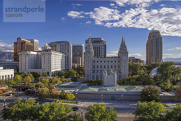 USA  Utah  Salt Lake City  Temple Square am Abend