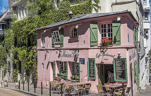 Frankreich  Ile de France  Paris  18. Bezirk  La Maison Rose  gemalt von Utrillo  Montmartre. Obligatorischer Kredit: gemalt von Utrillo