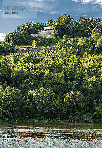 Frankreich  Gironde  Chateau Fronsac und sein Weinberg AOC Fronsac am Ufer der Dordogne