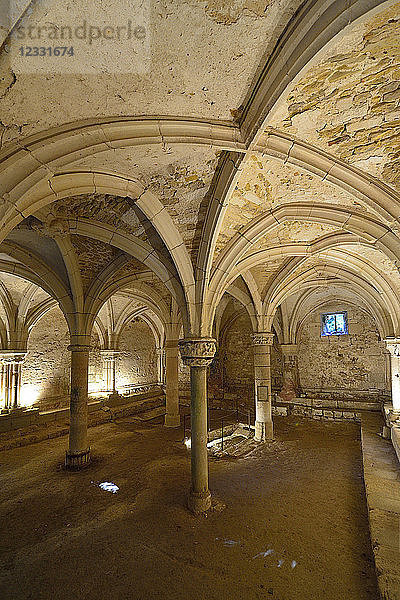 Europa  Frankreich  Kapitelsaal der königlichen Abtei von Saint-Michel in Herm in der Vendee