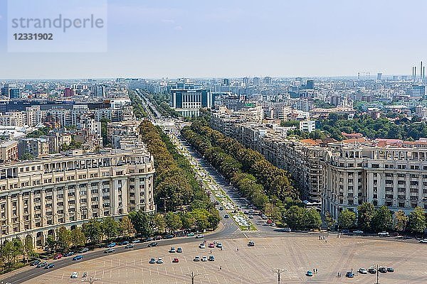 Rumänien  Bukarest City  Unirii Boulevard from Parliamant Bldg.