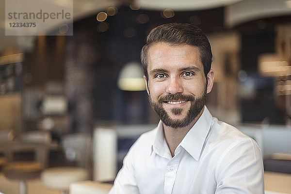 Portrait of smiling young businessman in a cafe