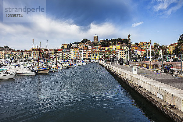 France  Cannes  View to Old Town Le Suquet from Le Vieux Port