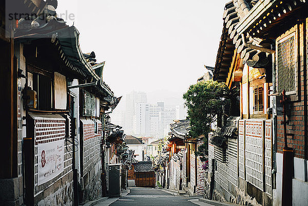 South Korea  Bukchon Hanok Village  street with traditional houses