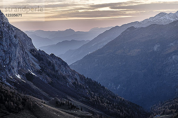 Germany  Bavaria  Berchtesgaden Alps  View to Schneibstein in the evening light