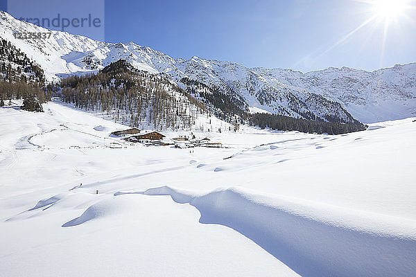 Austria  Tyrol  Kuehtai  winter landscape in backlight