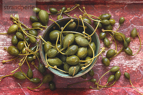 Bowl of pickled capers