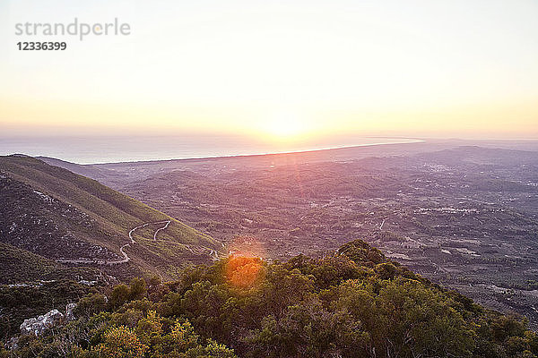 Greece  Peloponnese  Elis  Hills at sunset near Smerna and Zacharo