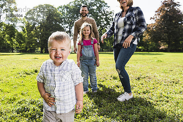 Happy family in a park