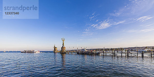 Germany  Constance  view to port entrance with lighthouse and Imperia