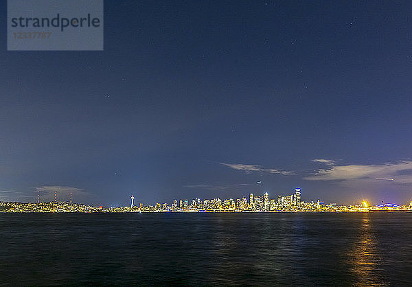 USA  Washington State  Seattle  Skyline at night