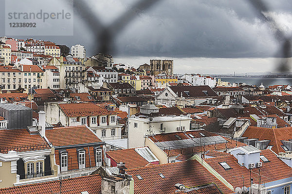 Portugal  Lisbon  cityview through fence