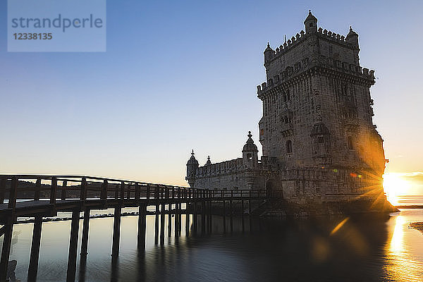 Portugal  Lisbon  Belem Tower at sunset