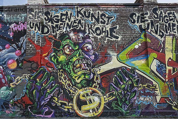 Graffiti  Mauer am Schlachthof  München  Oberbayern  Bayern  Deutschland  Europa