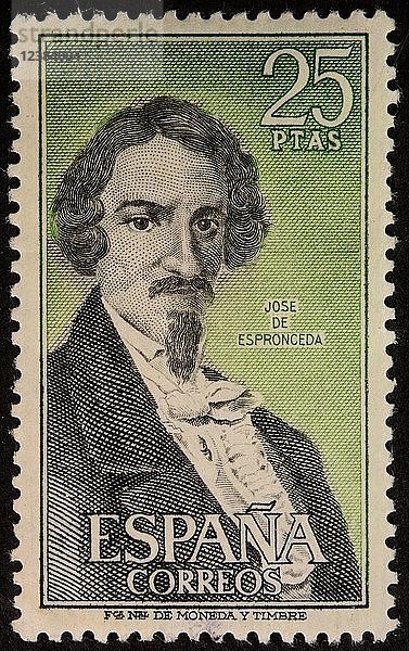 Jose de Espronceda  ein spanischer romantischer Dichter  Porträt auf einer spanischen Briefmarke