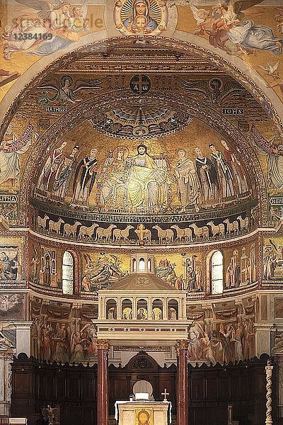 Innenansicht  Wandmosaik  Kirche Santa Maria in Trastevere  Trastevere  Rom  Latium  Italien  Europa