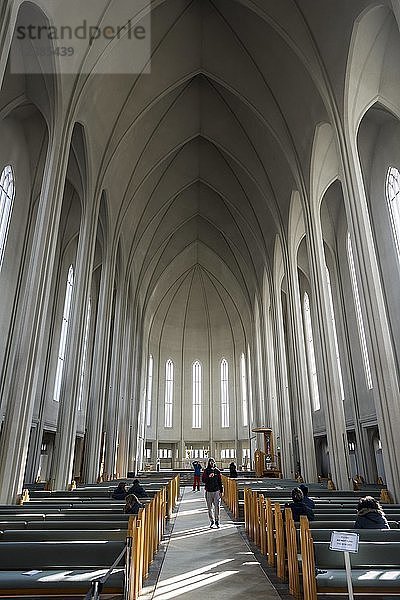 Innenansicht  Gewölbe  Kirche von Hallgrímur  Reykjavik  Hauptstadtregion  Höfudborgarsvaedid  Island  Europa