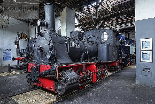 Dampflokomotive 7 Füssen von 1889 im Lokschuppen  Bayerisches Eisenbahnmuseum Nördlingen  Nördlingen  Bayern  Deutschland  Europa