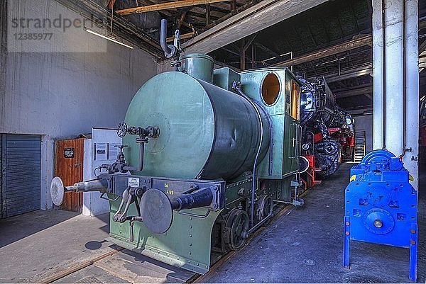 Dampfspeicherlokomotive von 1913 im Ringlokschuppen  Bayerisches Eisenbahnmuseum Nördlingen  Nördlingen  Bayern  Deutschland  Europa