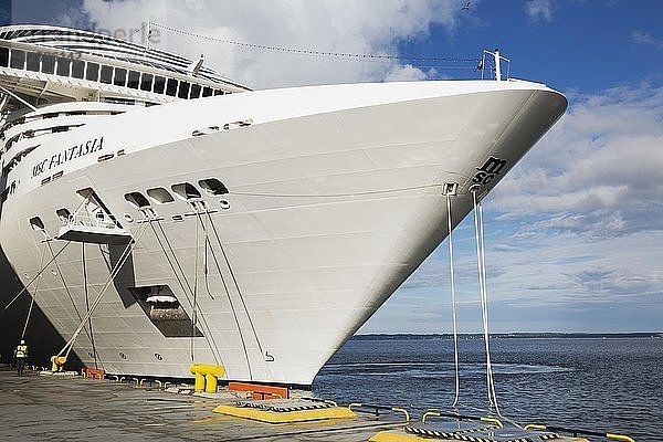 Das Kreuzfahrtschiff MSC Fantasia liegt im Hafen von Tallinn  Estland  Europa
