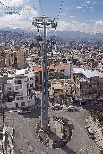 Öffentliche Verkehrsmittel  Seilbahn in der Stadt  städtisches Seilbahnnetz  La Paz  Bolivien  Südamerika