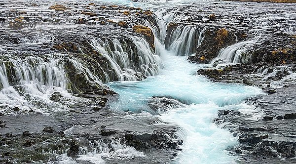 Wasserfall Bruarfoss im Winter  in Selfoss  Südliche Region  Island  Europa