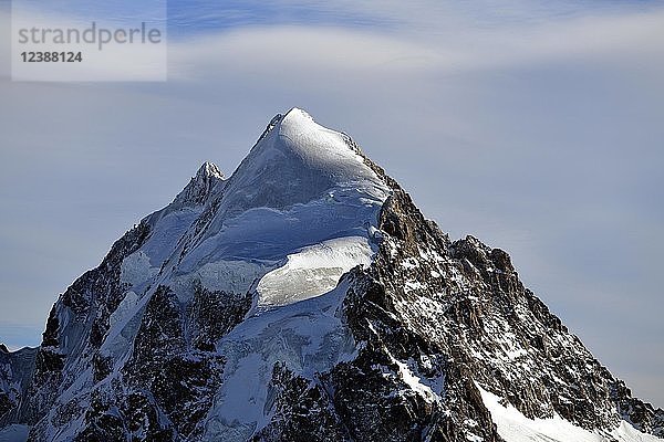Vereister Gipfel  Piz Roseg vom Corvatsch aus gesehen  Oberengadin  Kanton Graubünden  Schweiz  Europa