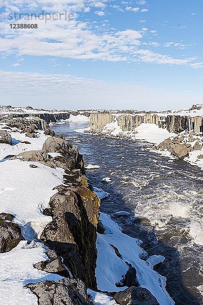 Jökulsá á Fjöllum Fluss bei Selfoss  im Winter  Schlucht  Nordisland  Island  Europa