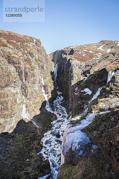 Canyon des Glymur-Wasserfalls  Hvalfjarðarsveit  Vesturland  Island  Europa