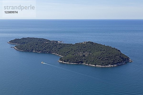 Blick auf die Insel Lokrum vom Berg Srd  Dubrovnik  Kroatien  Europa