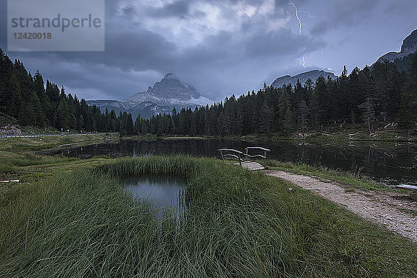 Italy  Alps  Dolomite  Lago d'Antorno  Parco Naturale Tre Cime  thunderbolt