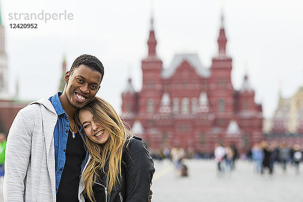 Russia  Moscow  multiracial couple  portrait in the city