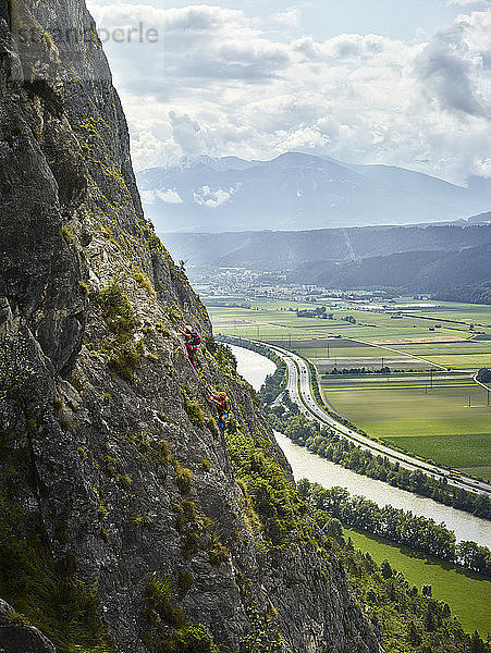 Austria  Tyrol  two rock climbers in Martinswand