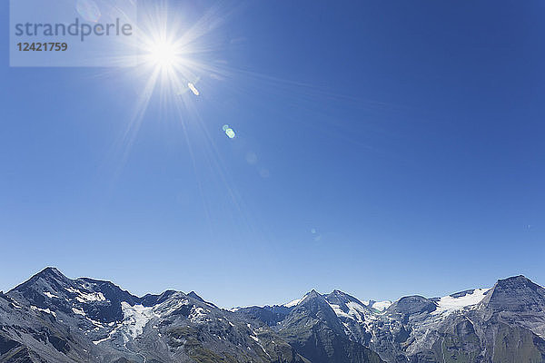 Austria  High Tauern National Park  peaks of Glockner Group against sun