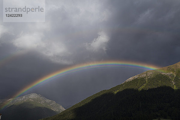 Switzerland  Grisons  Engadin  S-Chanf  rainbow