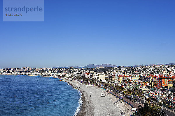 France  Provence-Alpes-Cote d'Azur  Nice  City view and beach on French Riviera