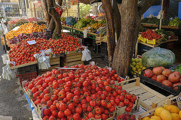 Albania  Tirana  stall with tomatoes  vegetables and fruits