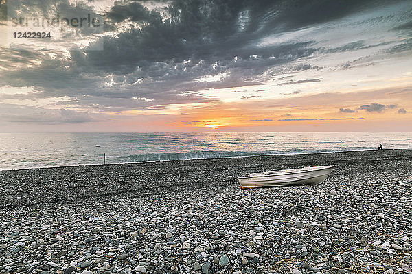 Europe  Georgia  Adjara  Batumi  Black Sea at sunset