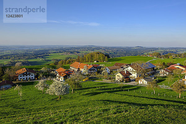 Germany  Bavaria  Upper Bavaria  Toerwang at Samerberg  View to Rosenheimer Becken